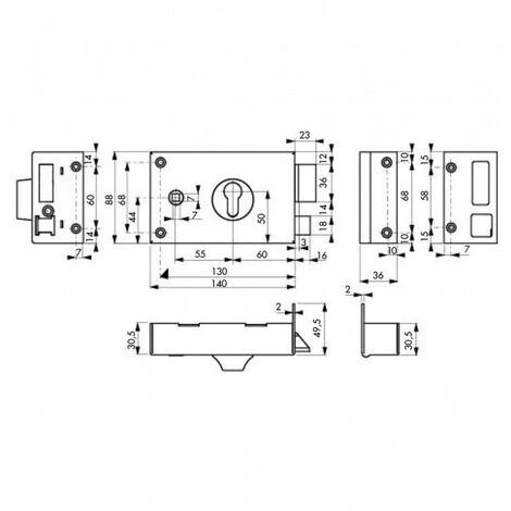 Serrure De Grille Et Portail Horizontale Pour Cylindre Profil Européen 140x88mm THIRARD - Version: Gauche – Image 2