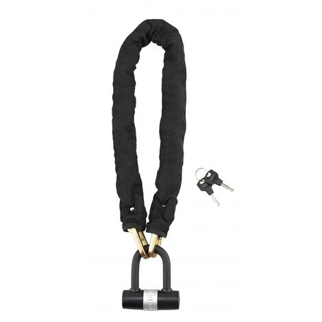 THIRARD - Chaîne Acier Gainé Nylon Loops, Vélo, Moto, Barrières, 0.9m, Noir, Cadenas, 2 Clés