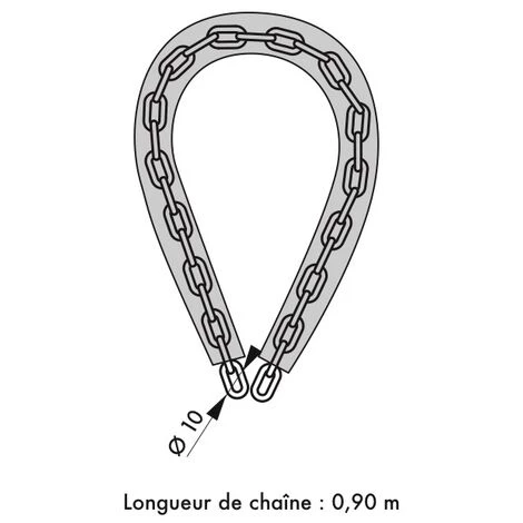 THIRARD - Chaîne Acier Gainé Nylon Loops, Vélo, Moto, Barrières, 0.9m, Noir, Cadenas, 2 Clés – Image 3