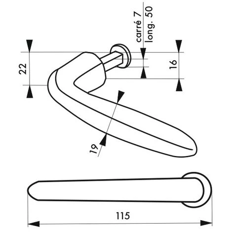 THIRARD - Béquille Deauville Pour Porte, Carré 7mm, Marron – Image 2