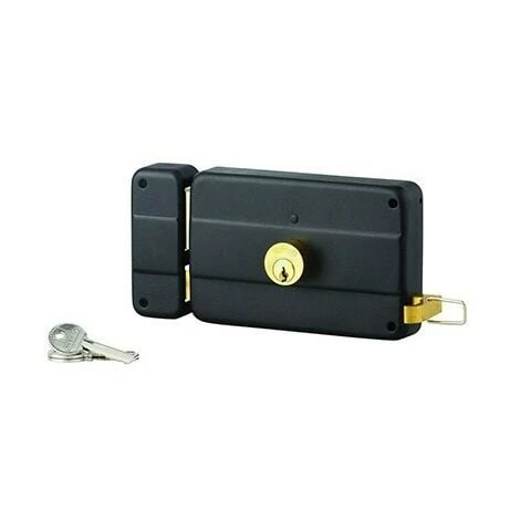 THIRARD Serrure à Tirage - Applique Horizontale - Cylindre ø25mm - Epoxy Noir - Gauche