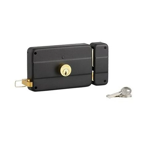 THIRARD Serrure à Tirage - Applique Horizontale - Cylindre ø25mm - Epoxy Noir - Droite