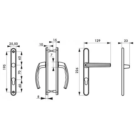 THIRARD - Ensemble De Poignées Pour Porte D'entrée Sultane Trou De Cylindre, Carré 7mm, Entr'axes 195mm, Saillie Réduite, Blanc – Image 2