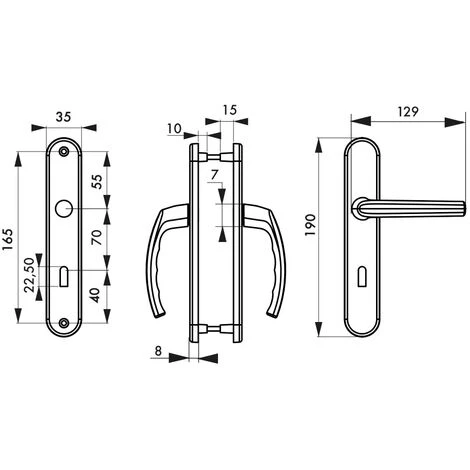 THIRARD - Ensemble De Poignées Pour Porte De Chambre Sultane Trou De Clé, Carré 7mm, Entr'axes 165mm, Blanc – Image 2