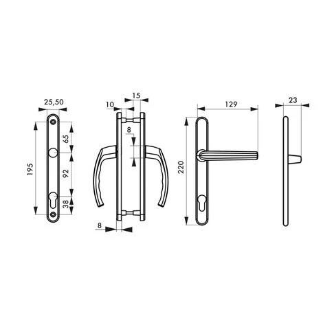 THIRARD - Ensemble De Poignées Pour Porte D'entrée Sultane Trou De Cylindre, Carré 8mm, Entr'axes 195mm, Saillie Réduite, Gris – Image 3