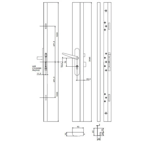 Thirard - Boîtier Serrure Réversible Avec Gâche Standard Pour Porte Haut. 2250 Mm Maxi. Marron - TRIBANDO – Image 2