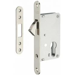 Serrure à Crochet Pour Porte Coulissante - Axe : 40 Mm - Décor : Chromé Satiné - Modèle : Clé I - Version : B - THIRARD - Vendu à L'unité