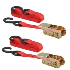 THIRARD - Lot De 2 Sangles De Serrage, 4.5m, à Cliquet, Crochet S, Rouge