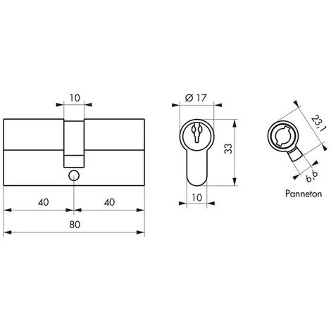 THIRARD - Cylindre à Clé Crantée 40 X 40 Mm 3 Clés Avec Vis De 40 Mm Nickelé – Image 2