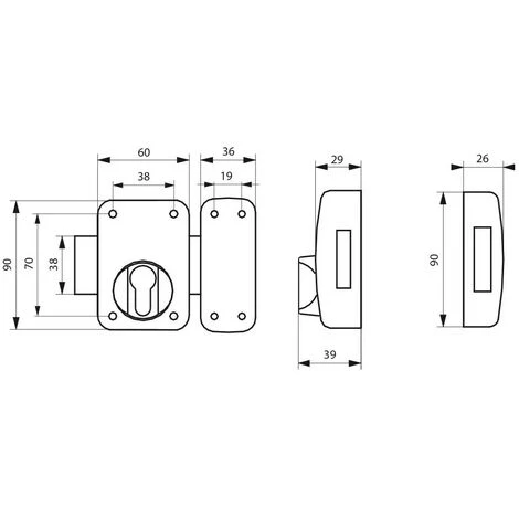 THIRARD - Verrou Pour Porte D'entrée Boîtier à Cylindre Profilé époxy Or – Image 2