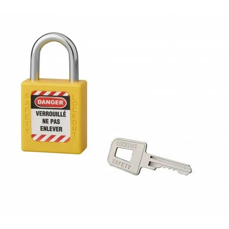 THIRARD - Cadenas De Consignation LOTO Lockout Tagout 40 Mm Anse Acier Ø 6 X 25 Mm Jaune
