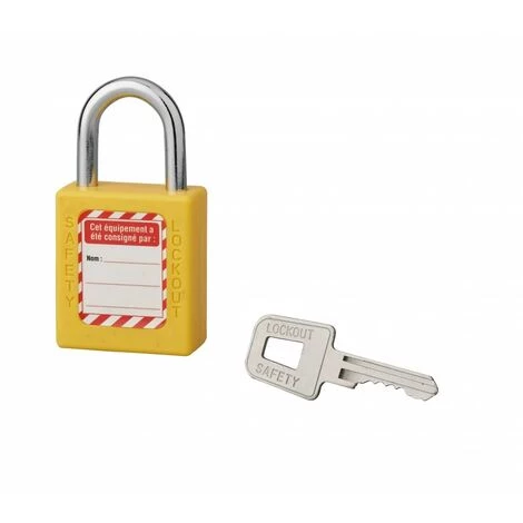 THIRARD - Cadenas De Consignation LOTO Lockout Tagout 40 Mm Anse Acier Ø 6 X 25 Mm Jaune – Image 2