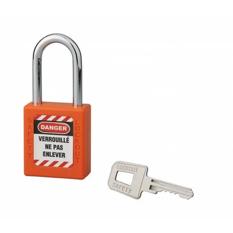 THIRARD - Cadenas De Consignation LOTO Lockout Tagout 40 Mm Anse Acier Ø 6 X 38 Mm Orange