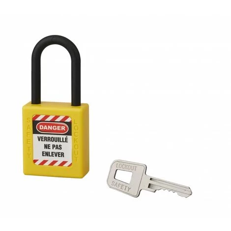 THIRARD - Cadenas De Consignation LOTO Lockout Tagout 40 Mm Anse Nylon Ø 6 X 38 Mm Jaune