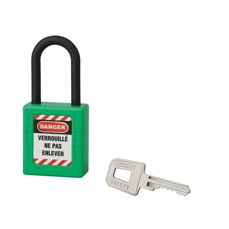 THIRARD - Cadenas De Consignation LOTO Lockout Tagout 40 Mm Anse Nylon Ø 6 X 38 Mm Vert
