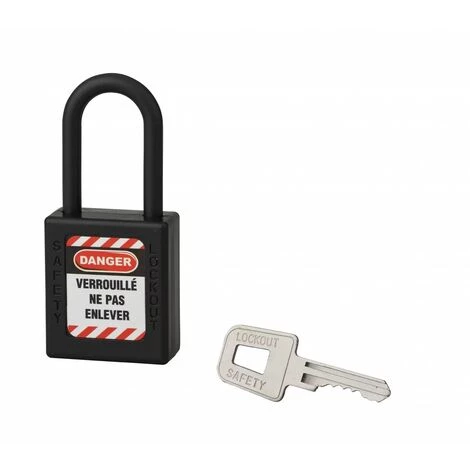 THIRARD - Cadenas De Consignation LOTO Lockout Tagout 40 Mm Anse Nylon Ø 6 X 38 Mm Noir