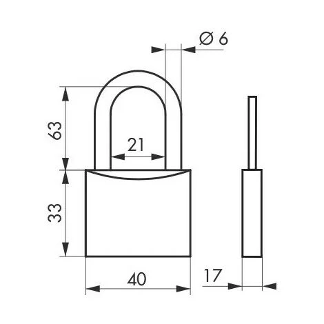 THIRARD - Cadenas à Clé TYPE 1 Aluminium 40 Mm Anse 1/2 Haute – Image 2