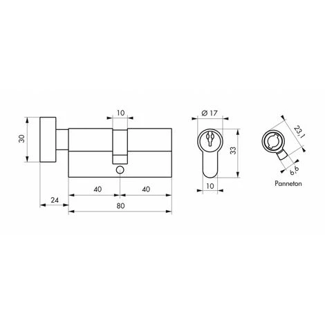 THIRARD - Cylindre à Bouton 40 X 40 Mm Laitonné 3 Clés – Image 2