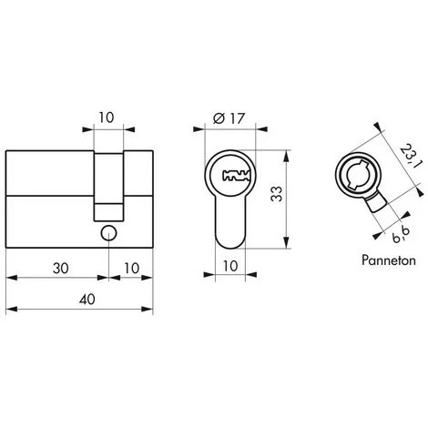 THIRARD - 1/2 Cylindre TRANSIT 1 30 X10 Mm Nickelé Panneton Orientable – Image 2