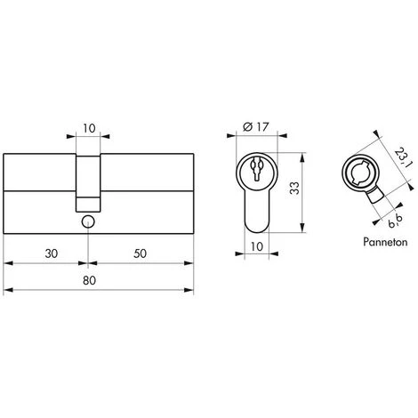 THIRARD - Cylindre à Clé Crantée 30 X 50 Mm 3 Clés Avec Vis De 45 Mm Nickelé – Image 2