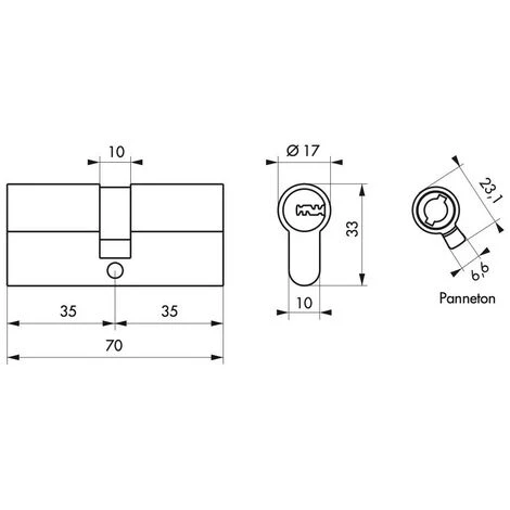 THIRARD - CYLINDRE TRAFIC 6 35X35 NICKELE 5 CLES LONGUES - FONCTION URGENCE – Image 2