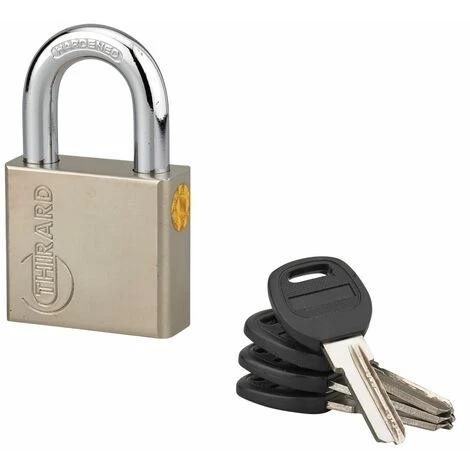 THIRARD - Cadenas à Clé Quadra, Acier, Chantier, Anse Acier, 50mm, 4 Clés