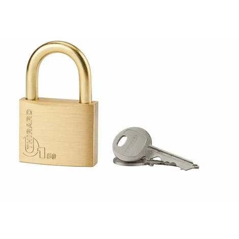 THIRARD - Cadenas à Clé Type 1, Laiton, Extérieur, Anse Acier, 50mm, 2 Clés