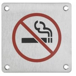 THIRARD - Plaque De Signalisation Non Fumeur , à Visser, Inox Brossé, Marquage Noir, 100x100mm