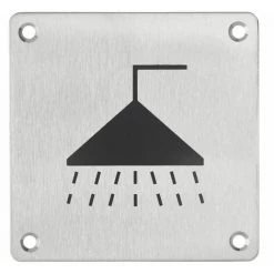 THIRARD - Plaque De Signalisation Douche , à Visser, Inox Brossé, Marquage Noir, 100x100mm
