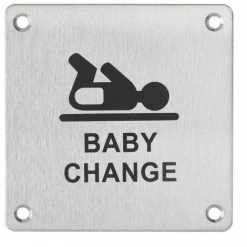 THIRARD - Plaque De Signalisation Espace Bébé , à Visser, Inox Brossé, Marquage Noir, 100x100mm