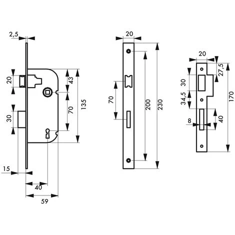 THIRARD - Serrure Encastrable à Clé 3 Gorges Pour Porte De Chambre, Axe 40mm, Bouts Ronds, Blanc, 2 Clés – Image 2
