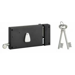 THIRARD - Serrure Horizontale En Applique 4 Gorges à Tirage Pour Porte D'entrée, Droite, Axe 70mm, 140x82mm, Noir, 2 Clés