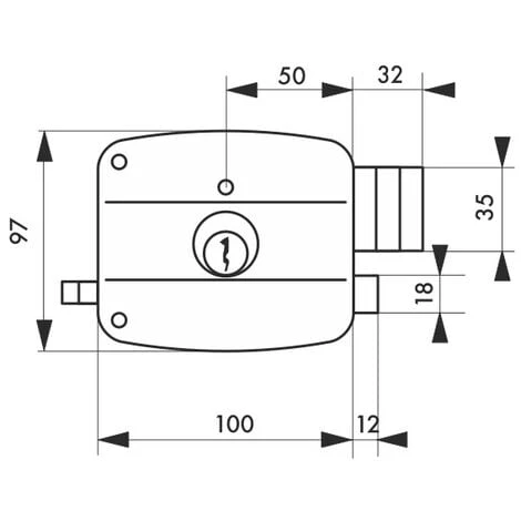 THIRARD - Serrure Horizontale En Applique Double Entrée à Tirage Pour Entrée, Droite, 100x97mm, Axe 50mm, Noir Granité, 3 Clés – Image 2