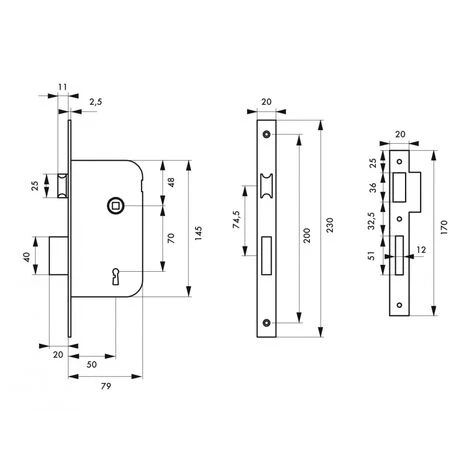 THIRARD - Serrure Encastrable à Clé Pour Porte De Chambre, Axe 50mm, Bouts Carrés, Noir, 1 Clé – Image 3