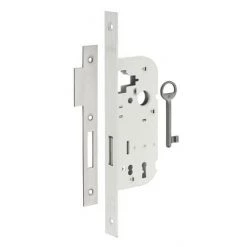 THIRARD - Serrure Encastrable à Clé Pour Porte Intérieure, Pêne Dormant Seul, Axe 40mm, Bouts Carrés, Blanc, 1 Clé