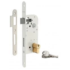 THIRARD - Serrure Encastrable à Cylindre Pour Porte D'entrée, Axe 40mm, Bouts Ronds, Cylindre 30x30mm, Blanc, 3 Clés