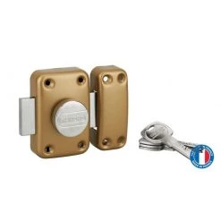 THIRARD - Verrou à Bouton Trafic 6 Pour Porte D'entrée, Cylindre 45mm, Acier, 4 Clés, époxy Or