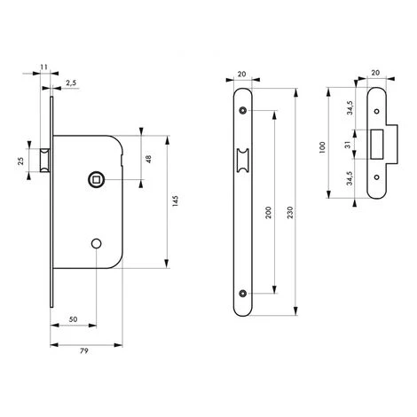 THIRARD - Serrure Encastrable Pour Porte Intérieure, Axe 50mm, Bouts Carrés, Noir – Image 2