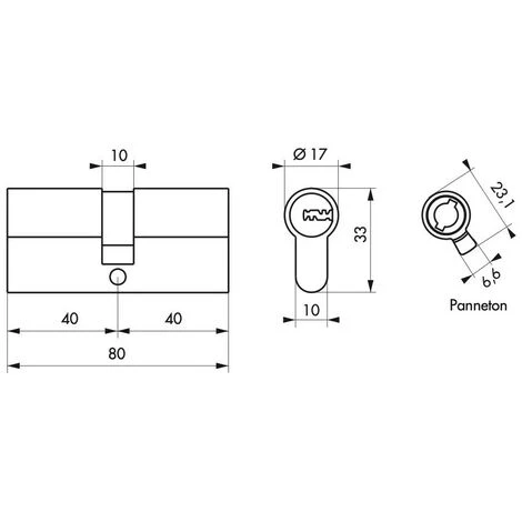 THIRARD - CYLINDRE TRAFIC 6 40X40 NICKELE 5 CLES LONGUES - FONCTION URGENCE – Image 2