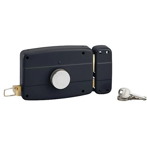 THIRARD Serrure En Applique Horizontale à Tirage Et Bouton Pour Porte De Garage, Cylindre Ø 25 Dépassant De 32 Mm 3 Clés Droite