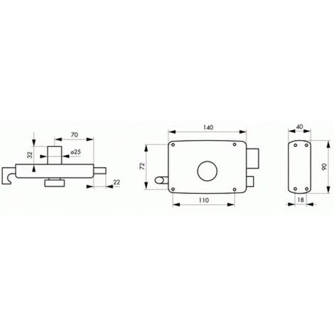 THIRARD Serrure En Applique Horizontale à Tirage Et Bouton Pour Porte De Garage, Cylindre Ø 25 Dépassant De 32 Mm 3 Clés Gauche – Image 2