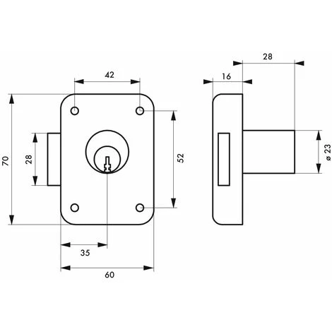 THIRARD - Serrure De Meuble En Applique Pour Porte D'ameublement, Droite, Axe 35mm, 70x60mm, Noir, 3 Clés – Image 3