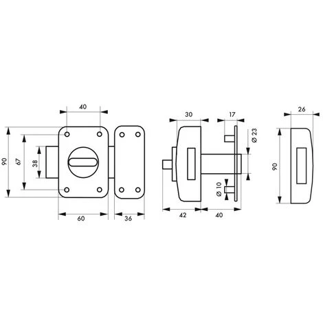 THIRARD - Verrou à Bouton Emeraude Pour Porte D'entrée, Cylindre à Pompes Ø23mm, 60x90mm, 4 Clés – Image 2