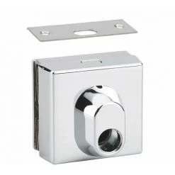 THIRARD - Boitier De Verrou Cavalier En Applique à Double Entrée Pour Porte En Verre, Réversible, 77x72mm, Chromé