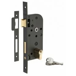 THIRARD - Serrure Encastrable à Cylindre Pour Porte D'entrée, Axe 40mm, Bouts Carrés, Cylindre 30x30mm, Noir, 3 Clés