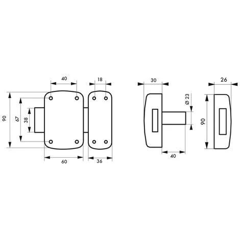THIRARD - Verrou Sans Bouton Corvette Pour Porte De Cave, Cylindre 40mm, Acier, 3 Clés, époxy Bronze – Image 2