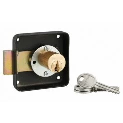 THIRARD - Serrure De Meuble En Applique Pour Porte D'ameublement, Droite, Axe 40mm, 70x70mm, Noir, 3 Clés