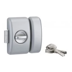 THIRARD - Verrou à Bouton Universel Pour Porte D'entrée, Cylindre 45mm, Acier, 4 Clés, Epoxy Argent