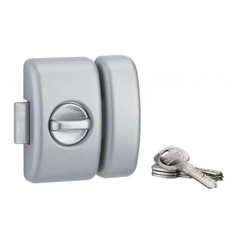 THIRARD - Verrou à Bouton Universel Pour Porte D'entrée, Cylindre 45mm, Acier, 4 Clés, Epoxy Argent
