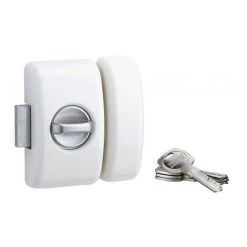 THIRARD - Verrou à Bouton Universel Pour Porte D'entrée, Cylindre 45mm, Acier, 4 Clés, Epoxy Blanc